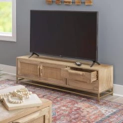 Casper Natural Rattan Cabinet Media Center by Linon Home Decor -Linon Home Decor Shop natural linon home decor media storage hd221824 44 1000