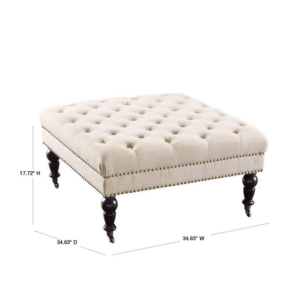 Isabelle Natural Accent Ottoman by Linon Home Decor 5 Isabelle Natural Accent Ottoman by Linon Home Decor - Image 3