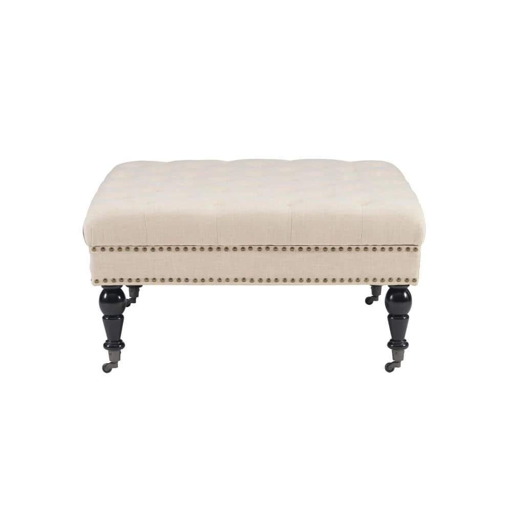 Isabelle Natural Accent Ottoman by Linon Home Decor 4 Isabelle Natural Accent Ottoman by Linon Home Decor - Image 2