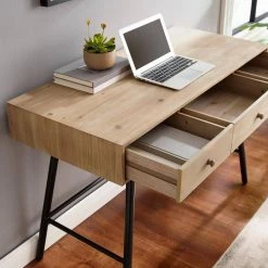 Felix 44 in. width Rectangle Black wood and Natural 3 Drawer Laptop Desk by Linon Home Decor 14 Felix 44 in. width Rectangle Black wood and Natural 3 Drawer Laptop Desk by Linon Home Decor -Linon Home Decor Shop natural linon home decor writing desks thd02939 77 1000