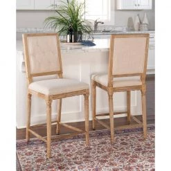 Alton 25 in. Rustic Brown Linen Tufted Upholstered Square Back Counter Stool by Linon Home Decor 19 Alton 25 in. Rustic Brown Linen Tufted Upholstered Square Back Counter Stool by Linon Home Decor -Linon Home Decor Shop natural rustic brown linon home decor bar stools thd00695 1f 1000