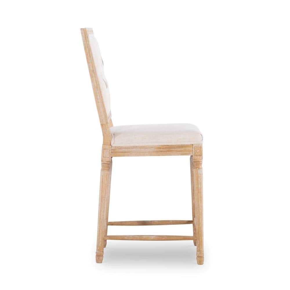 Alton 25 in. Rustic Brown Linen Tufted Upholstered Square Back Counter Stool by Linon Home Decor 7 Alton 25 in. Rustic Brown Linen Tufted Upholstered Square Back Counter Stool by Linon Home Decor - Image 5