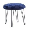 Grace Navy Basket weave Round Ottoman Stool by Linon Home Decor