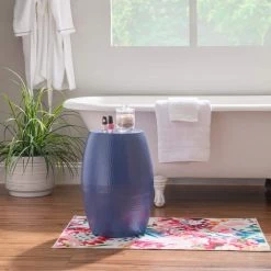 Boykin Navy Aluminum Side Table with Hand Hammered Texture by Linon Home Decor -Linon Home Decor Shop navy blue linon home decor end side tables hd221901 c3 1000