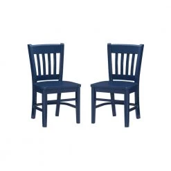 Callie Navy Wood Back and Seat Kids Chair (Set of 2) by Linon Home Decor