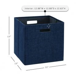 Dillon Navy Foldable Fabric Storage Bin 13 in. x 13 in. x 13 in. (Carton of 2) by Linon Home Decor -Linon Home Decor Shop navy blue linon home decor kids storage cubes thd03479 c3 1000