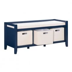 Hattie Navy Entryway Bench by Linon Home Decor -Linon Home Decor Shop navy linon home decor dining benches thd01917 4f 1000