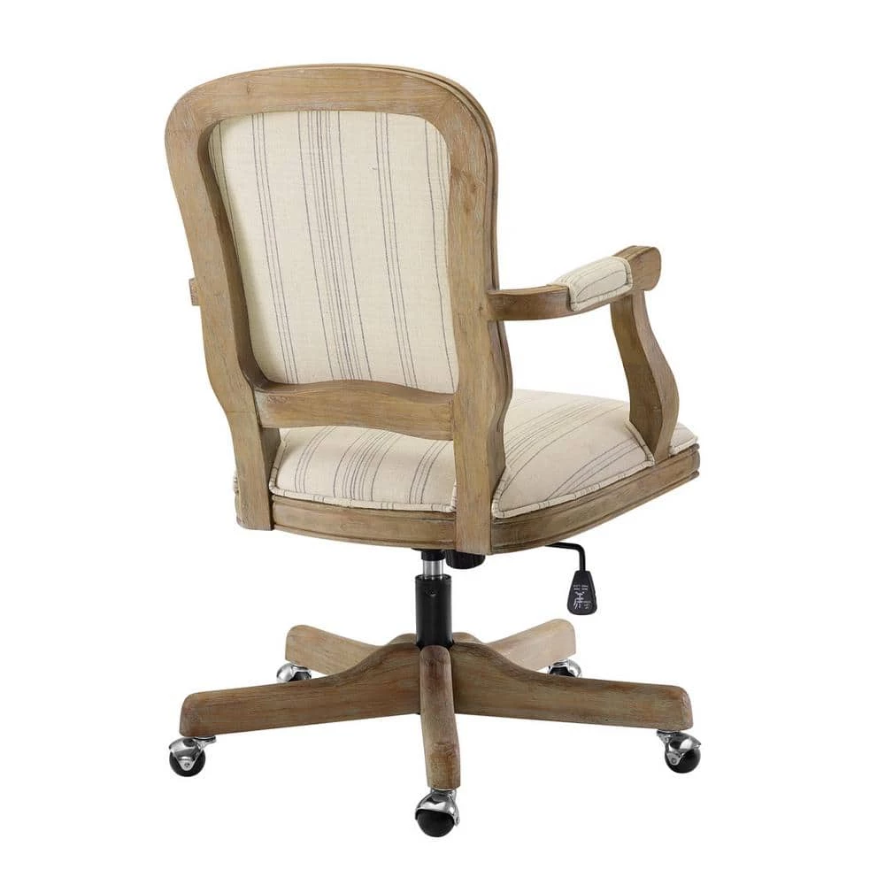 Fiona Driftwood Finish Neutral Stripes Office Chair with Arms by Linon Home Decor 4 Fiona Driftwood Finish Neutral Stripes Office Chair with Arms by Linon Home Decor - Image 2