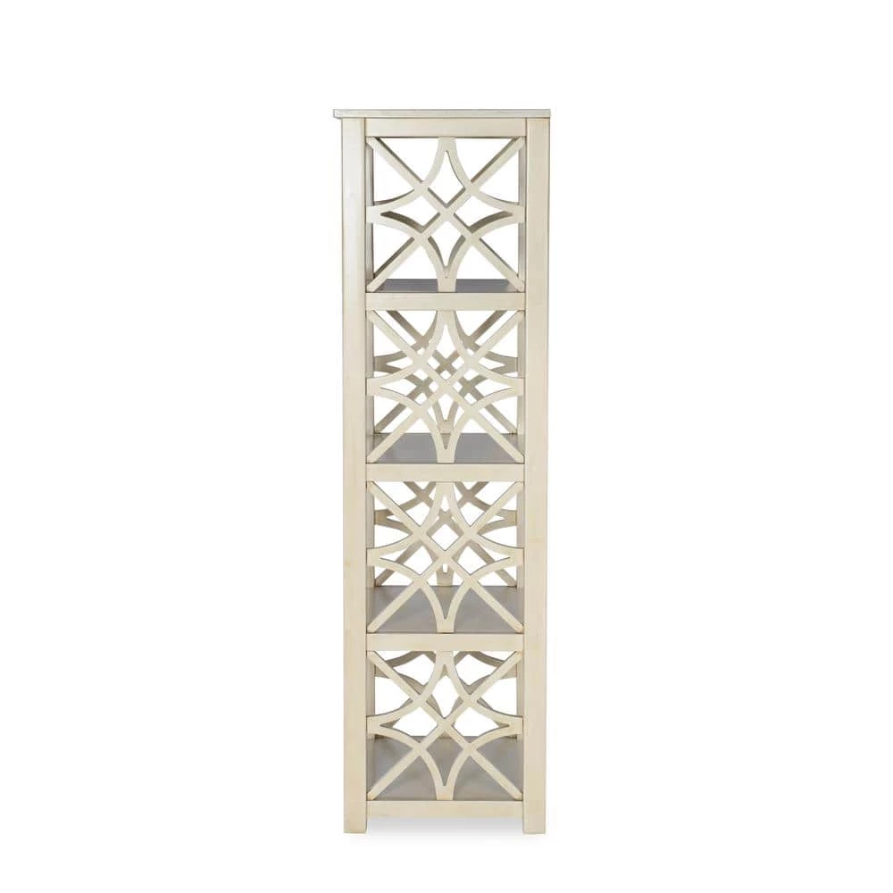 54.5 in. Off White Wood 4-shelf Accent Bookcase with Open Back by Linon Home Decor 8 54.5 in. Off White Wood 4-shelf Accent Bookcase with Open Back by Linon Home Decor - Image 7