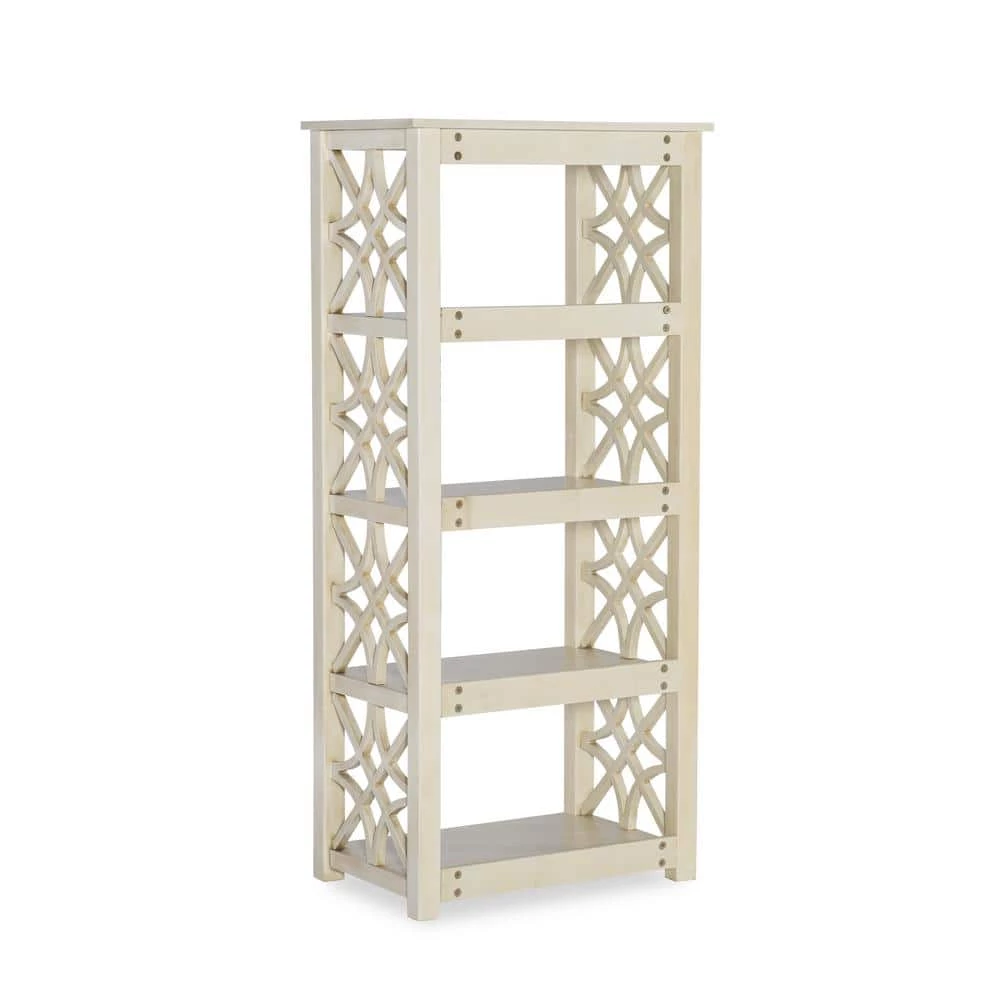 54.5 in. Off White Wood 4-shelf Accent Bookcase with Open Back by Linon Home Decor 9 54.5 in. Off White Wood 4-shelf Accent Bookcase with Open Back by Linon Home Decor - Image 8