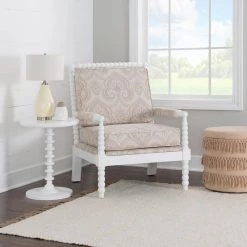 Bridgette Off-White Paisley Spindal Wood Frame Chair by Linon Home Decor -Linon Home Decor Shop off white linon home decor accent chairs thd00641 31 1000