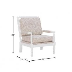 Bridgette Off-White Paisley Spindal Wood Frame Chair by Linon Home Decor -Linon Home Decor Shop off white linon home decor accent chairs thd00641 40 1000