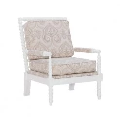 Bridgette Off-White Paisley Spindal Wood Frame Chair by Linon Home Decor