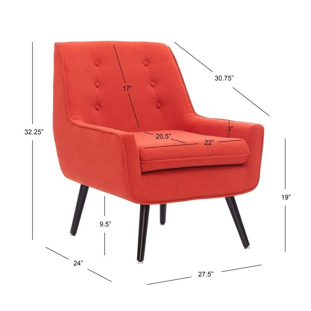 Lynne Pimento Orange Upholstered Chair by Linon Home Decor 9 Lynne Pimento Orange Upholstered Chair by Linon Home Decor - Image 7