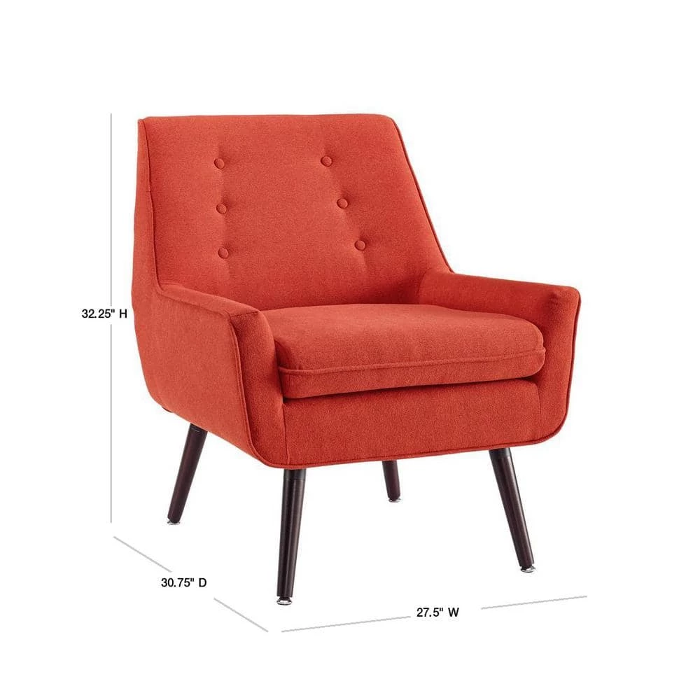 Lynne Pimento Orange Upholstered Chair by Linon Home Decor 5 Lynne Pimento Orange Upholstered Chair by Linon Home Decor - Image 3