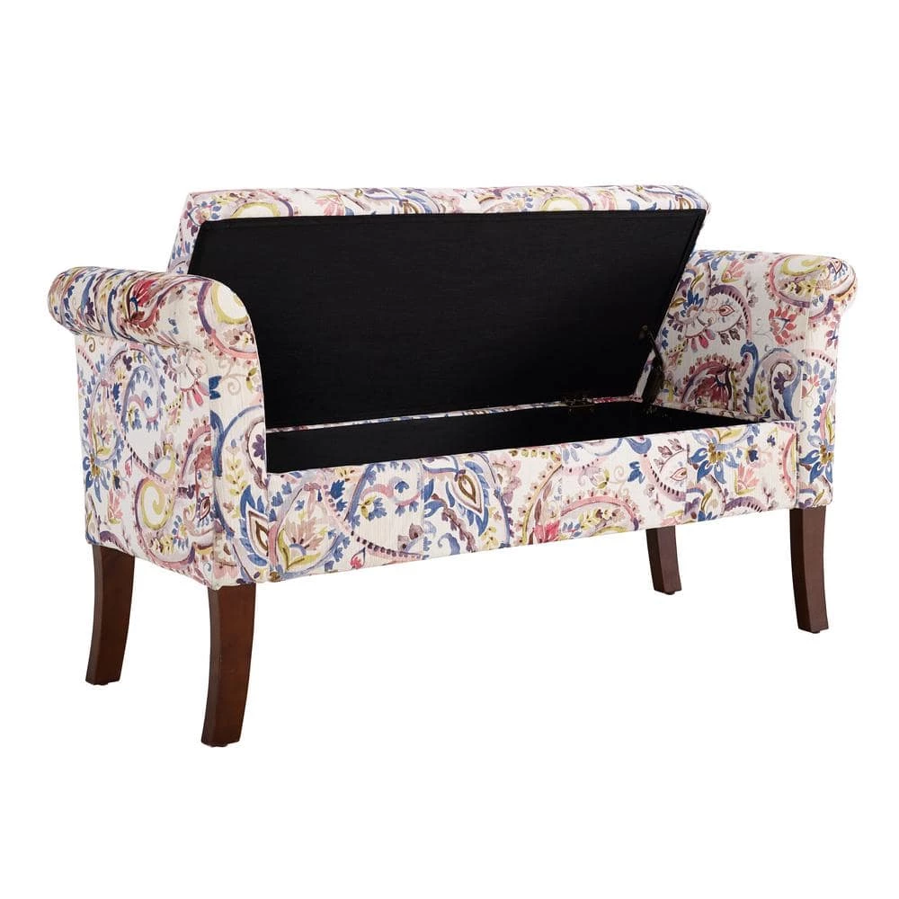 Lawson Paisley Storage 26 in. H x 52.5 in. W x 18 in. D Bench by Linon Home Decor 4 Lawson Paisley Storage 26 in. H x 52.5 in. W x 18 in. D Bench by Linon Home Decor - Image 2