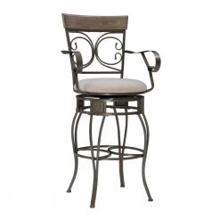 Labelle 47.75 in. H Pewter Big & Tall Arm Barstool by Linon Home Decor