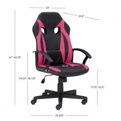 Walter Pink Faux Leather Gaming Chair with Arms by Linon Home Decor 16 Walter Pink Faux Leather Gaming Chair with Arms by Linon Home Decor -Linon Home Decor Shop pink black linon home decor gaming chairs thd04024 44 1000