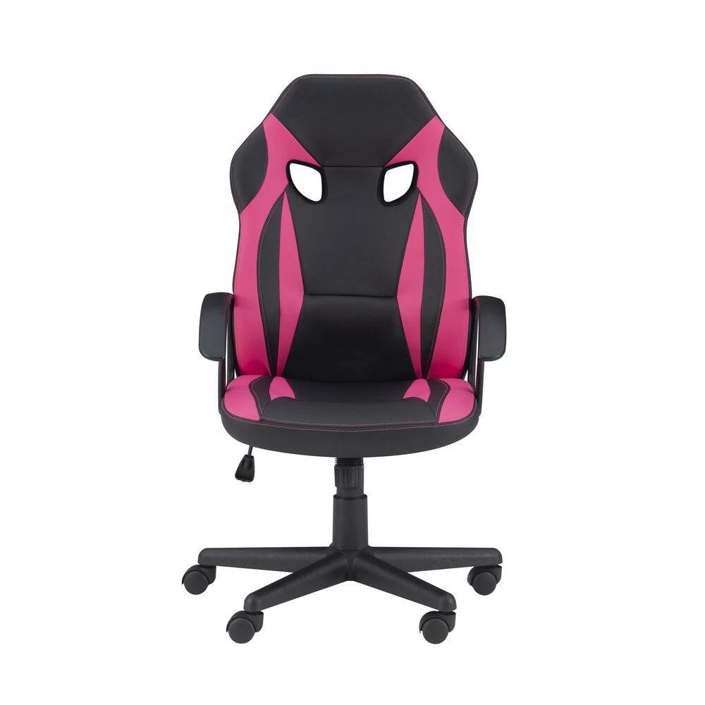 Walter Pink Faux Leather Gaming Chair with Arms by Linon Home Decor 6 Walter Pink Faux Leather Gaming Chair with Arms by Linon Home Decor - Image 4