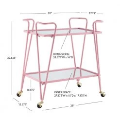 Winona Pink Bar Cart with Two Shelves and Casters by Linon Home Decor 18 Winona Pink Bar Cart with Two Shelves and Casters by Linon Home Decor -Linon Home Decor Shop pink linon home decor bar carts thd03685 44 1000