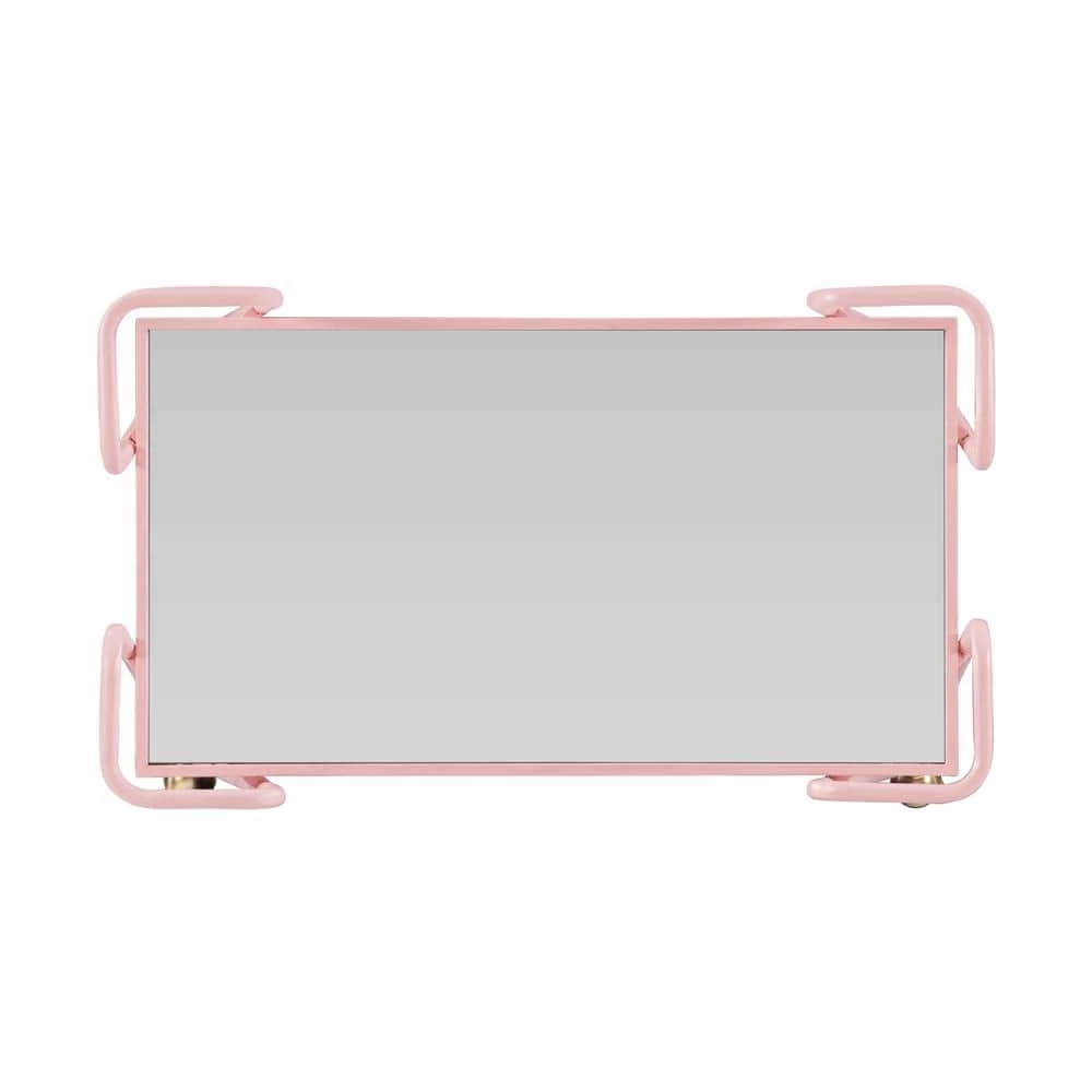 Winona Pink Bar Cart with Two Shelves and Casters by Linon Home Decor 5 Winona Pink Bar Cart with Two Shelves and Casters by Linon Home Decor - Image 3