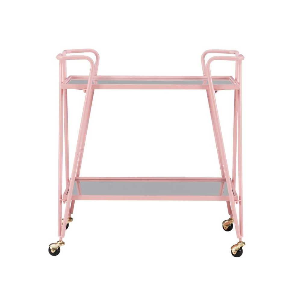 Winona Pink Bar Cart with Two Shelves and Casters by Linon Home Decor 7 Winona Pink Bar Cart with Two Shelves and Casters by Linon Home Decor - Image 5