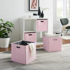 Kinsey Pink Bin (Carton of 2) by Linon Home Decor 11 Kinsey Pink Bin (Carton of 2) by Linon Home Decor -Linon Home Decor Shop pink linon home decor kids storage cubes thd03438 31 1000