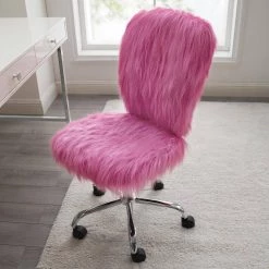 Bennet Pink Faux Fur Armless Adjustable Office Chair with Castors by Linon Home Decor -Linon Home Decor Shop pink linon home decor task chairs thd02907 31 1000