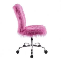 Bennet Pink Faux Fur Armless Adjustable Office Chair with Castors by Linon Home Decor -Linon Home Decor Shop pink linon home decor task chairs thd02907 4f 1000