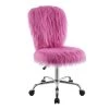 Bennet Pink Faux Fur Armless Adjustable Office Chair with Castors by Linon Home Decor 2 Bennet Pink Faux Fur Armless Adjustable Office Chair with Castors by Linon Home Decor -Linon Home Decor Shop pink linon home decor task chairs thd02907 64 1000