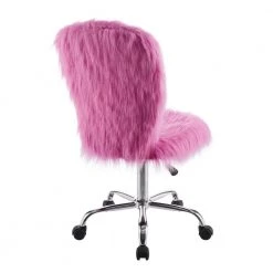 Bennet Pink Faux Fur Armless Adjustable Office Chair with Castors by Linon Home Decor -Linon Home Decor Shop pink linon home decor task chairs thd02907 66 1000