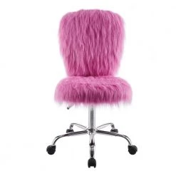 Bennet Pink Faux Fur Armless Adjustable Office Chair with Castors by Linon Home Decor -Linon Home Decor Shop pink linon home decor task chairs thd02907 c3 1000