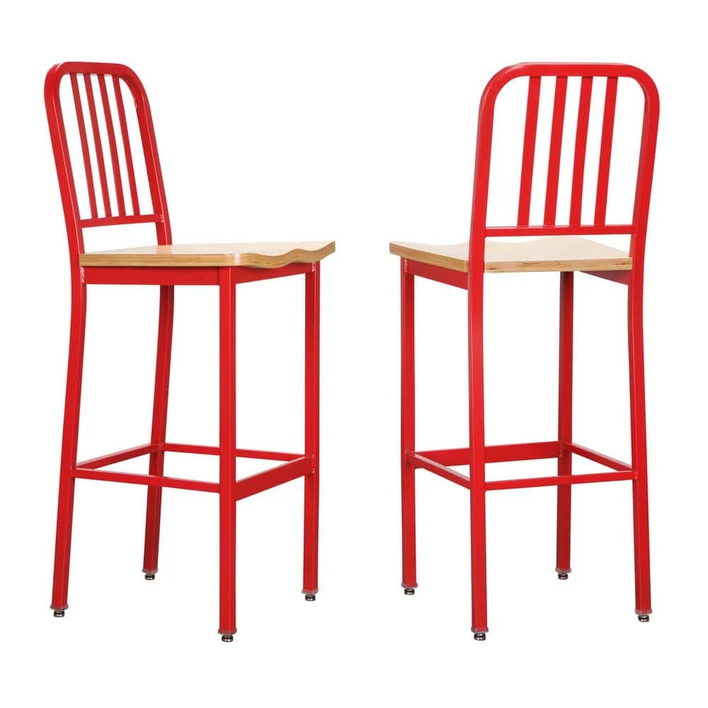 Corbin Red Metal 30 in. Barstool with Wood Seat (Set of 2) by Linon Home Decor 10 Corbin Red Metal 30 in. Barstool with Wood Seat (Set of 2) by Linon Home Decor - Image 8