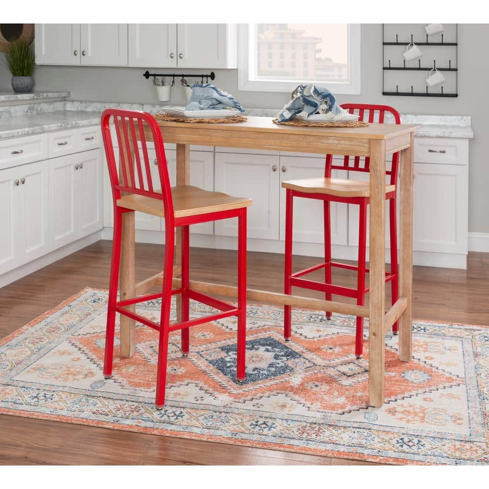 Corbin Red Metal 30 in. Barstool with Wood Seat (Set of 2) by Linon Home Decor 12 Corbin Red Metal 30 in. Barstool with Wood Seat (Set of 2) by Linon Home Decor - Image 10