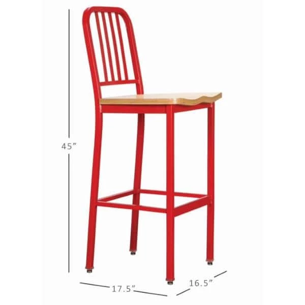 Corbin Red Metal 30 in. Barstool with Wood Seat (Set of 2) by Linon Home Decor 11 Corbin Red Metal 30 in. Barstool with Wood Seat (Set of 2) by Linon Home Decor - Image 9