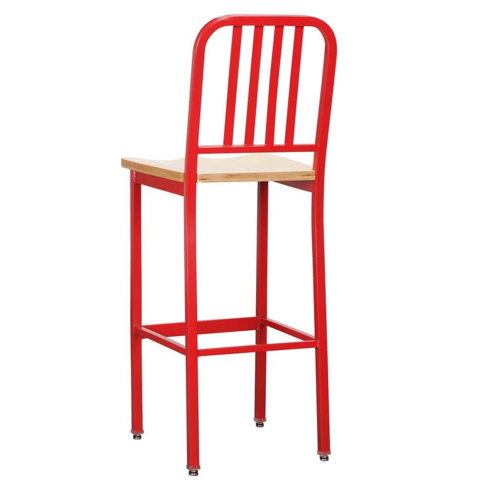 Corbin Red Metal 30 in. Barstool with Wood Seat (Set of 2) by Linon Home Decor 9 Corbin Red Metal 30 in. Barstool with Wood Seat (Set of 2) by Linon Home Decor - Image 7