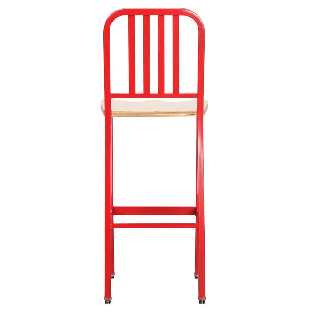 Corbin Red Metal 30 in. Barstool with Wood Seat (Set of 2) by Linon Home Decor 7 Corbin Red Metal 30 in. Barstool with Wood Seat (Set of 2) by Linon Home Decor - Image 5