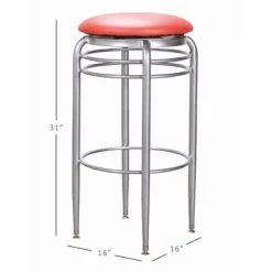 Layton 31 in. Silver Metal Swivel Barstool with Red Faux Leather Seat by Linon Home Decor -Linon Home Decor Shop red linon home decor bar stools thdac3741 4f 1000