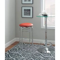 Layton 31 in. Silver Metal Swivel Barstool with Red Faux Leather Seat by Linon Home Decor -Linon Home Decor Shop red linon home decor bar stools thdac3741 c3 1000