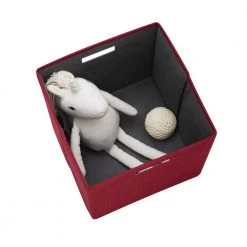 Dillon Red Foldable Fabric Storage Bin 13 in. x 13 in. x 13 in. (Carton of 2) by Linon Home Decor -Linon Home Decor Shop red linon home decor kids storage cubes thd03480 77 1000