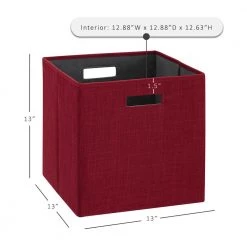 Dillon Red Foldable Fabric Storage Bin 13 in. x 13 in. x 13 in. (Carton of 2) by Linon Home Decor -Linon Home Decor Shop red linon home decor kids storage cubes thd03480 c3 1000