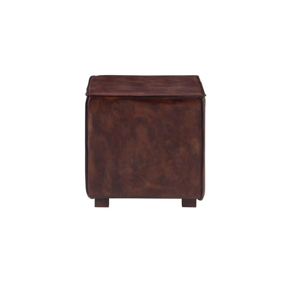 Laramie Rust Leather Ottoman by Linon Home Decor 5 Laramie Rust Leather Ottoman by Linon Home Decor - Image 3