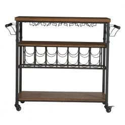 Austin Rustic Brown Wood and Metal Wine Cart by Linon Home Decor -Linon Home Decor Shop rustic brown linon home decor bar carts thd01830 c3 1000