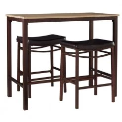 Betty 3-Piece Rustic Brown Bar Table Set by Linon Home Decor