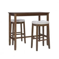 Concord 3-Pieces Rustic and Stripe Wood Top Bar Set by Linon Home Decor