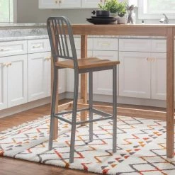 Washington 17.5 in. W x 16.5 in. D x 45 in. H Metal Barstool (Carton of 2) by Linon Home Decor -Linon Home Decor Shop silver linon home decor bar stools thdac03638 fa 1000