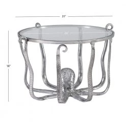 Okemo 31 W in. Silver Octopus Round Glass Top Coffee Table by Linon Home Decor 16 Okemo 31 W in. Silver Octopus Round Glass Top Coffee Table by Linon Home Decor -Linon Home Decor Shop silver linon home decor coffee tables hd221872 1f 1000