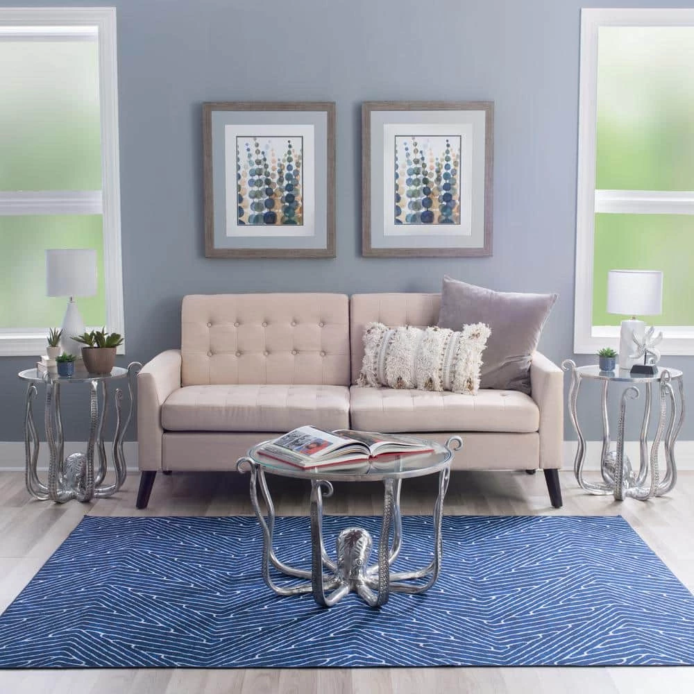 Okemo 31 W in. Silver Octopus Round Glass Top Coffee Table by Linon Home Decor 8 Okemo 31 W in. Silver Octopus Round Glass Top Coffee Table by Linon Home Decor - Image 6