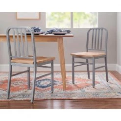 Corbin Silver Metal Dining Chair with Wood Seat (Set of 2) by Linon Home Decor -Linon Home Decor Shop silver linon home decor dining chairs thdac3737 31 1000