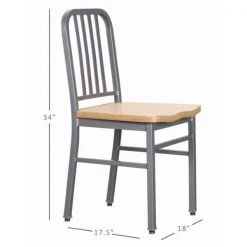 Corbin Silver Metal Dining Chair with Wood Seat (Set of 2) by Linon Home Decor -Linon Home Decor Shop silver linon home decor dining chairs thdac3737 44 1000